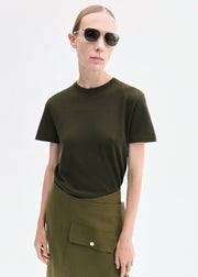 Relaxed Tee in Fine Cashmere - Olive - CO Collections